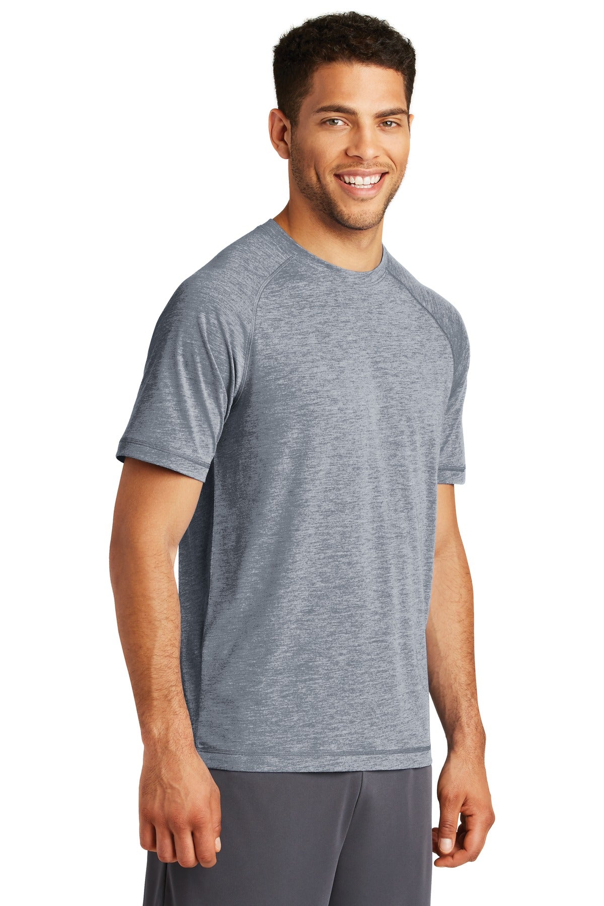 True Navy Hthr Sport-Tek PosiCharge Tri-Blend Wicking Raglan Tee. ST400 plain
