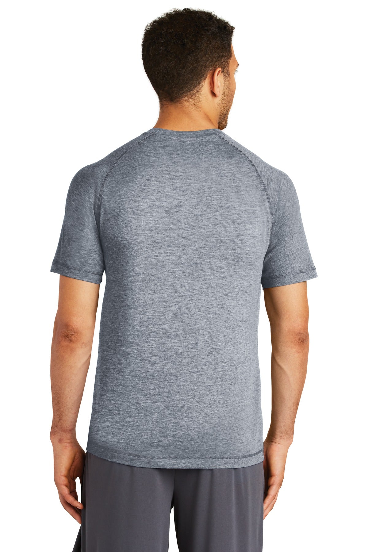 True Navy Hthr Sport-Tek PosiCharge Tri-Blend Wicking Raglan Tee. ST400 plain