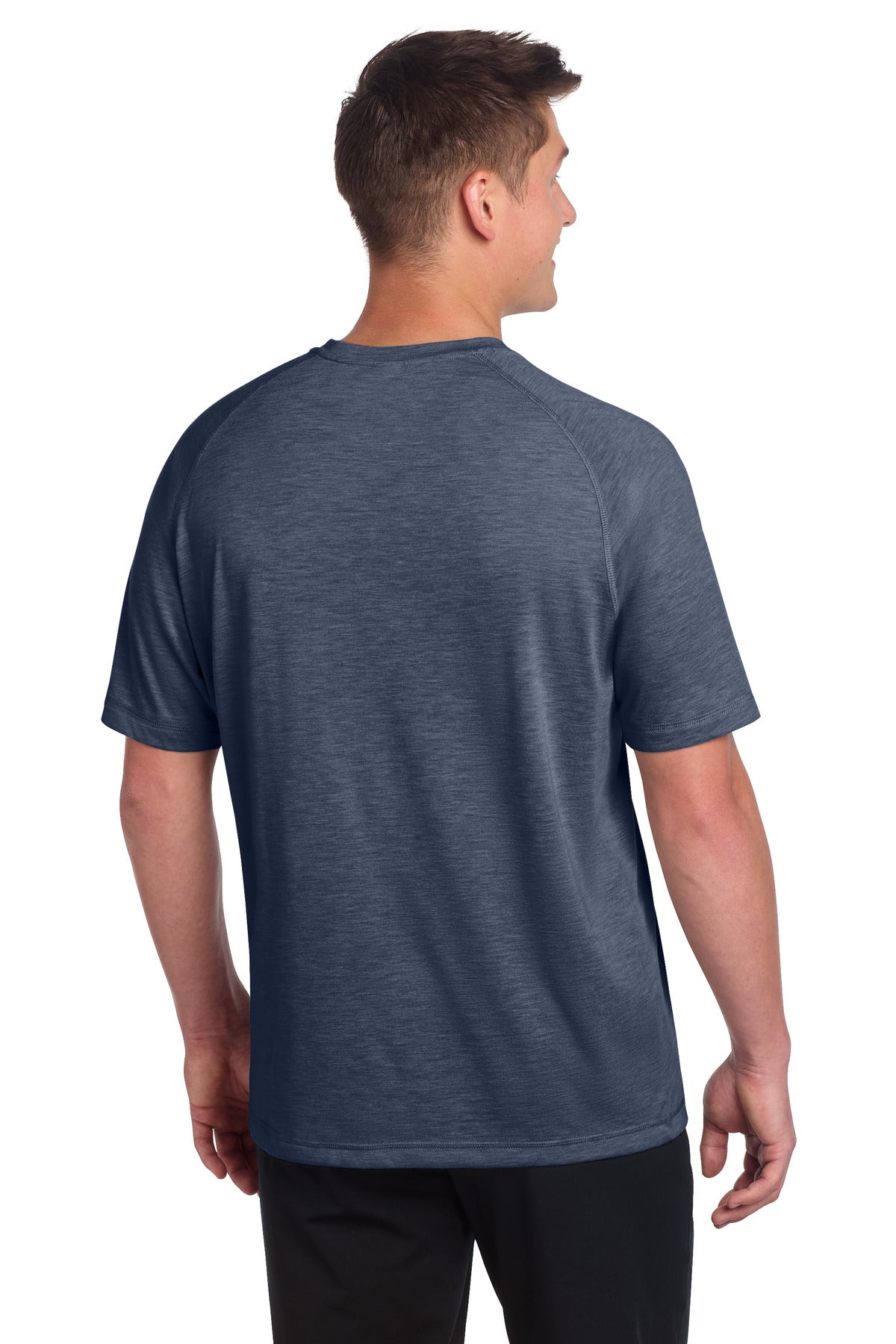 True Navy Hthr Sport-Tek PosiCharge Tri-Blend Wicking Raglan Tee. ST400 plain