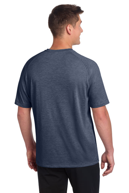 True Navy Hthr Sport-Tek PosiCharge Tri-Blend Wicking Raglan Tee. ST400 plain