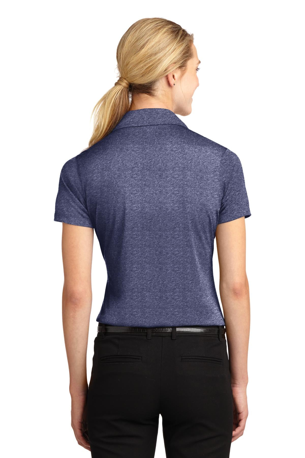 True Navy Hthr Sport-Tek Women's Heather Contender Polo. LST660 plain