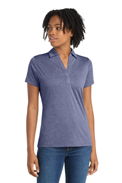 True Navy Hthr Sport-Tek Women's Heather Contender Polo. LST660 plain