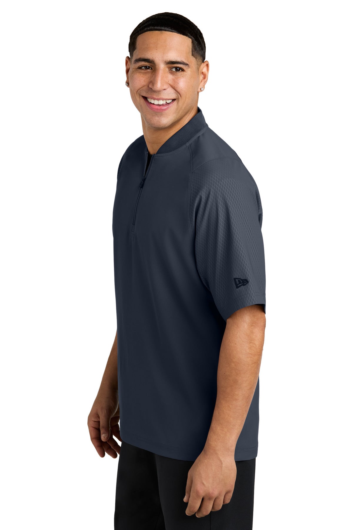 True Navy New Era Cage Short Sleeve 1/4-Zip Jacket. NEA600 plain