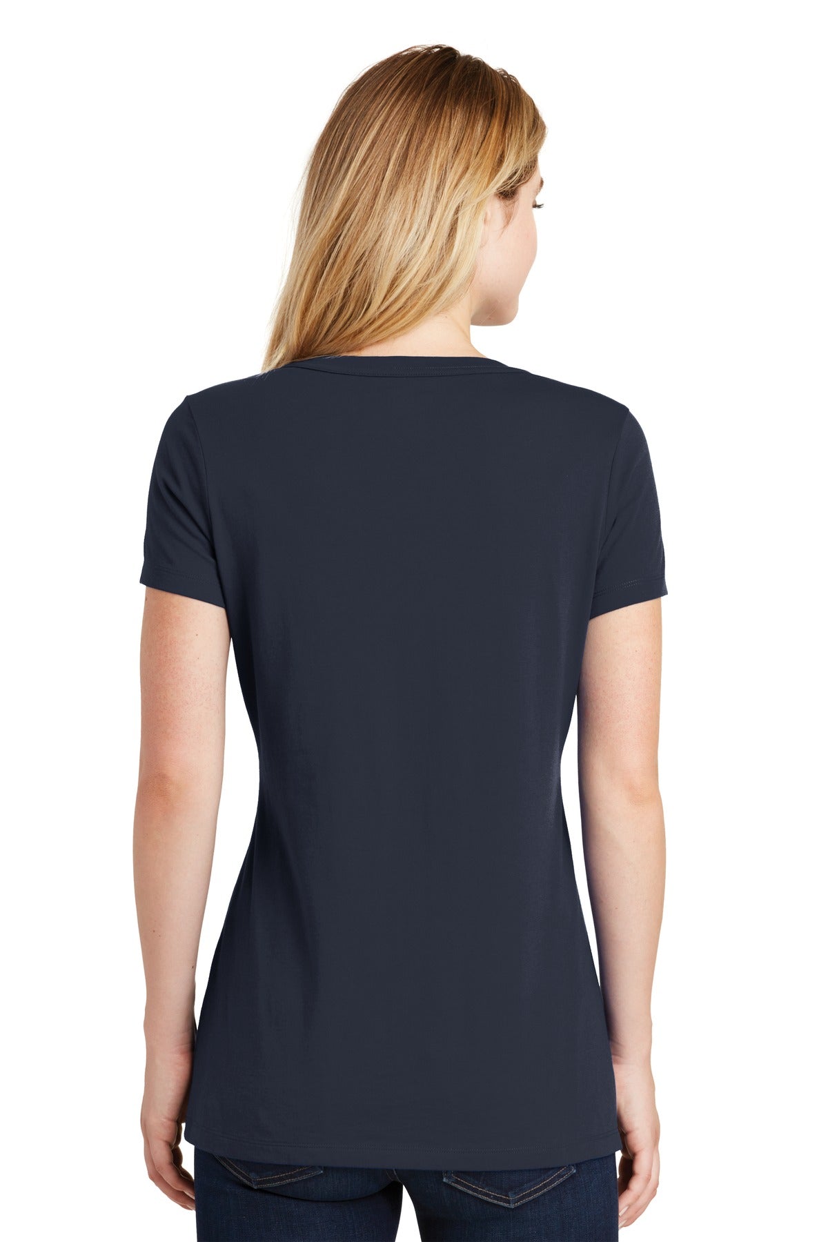 True Navy New Era Women's Heritage Blend V-Neck Tee. LNEA101 plain