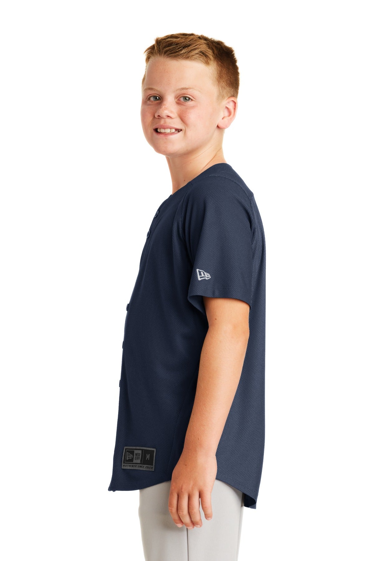 True Navy New Era Youth Diamond Era Full-Button Jersey. YNEA220 plain