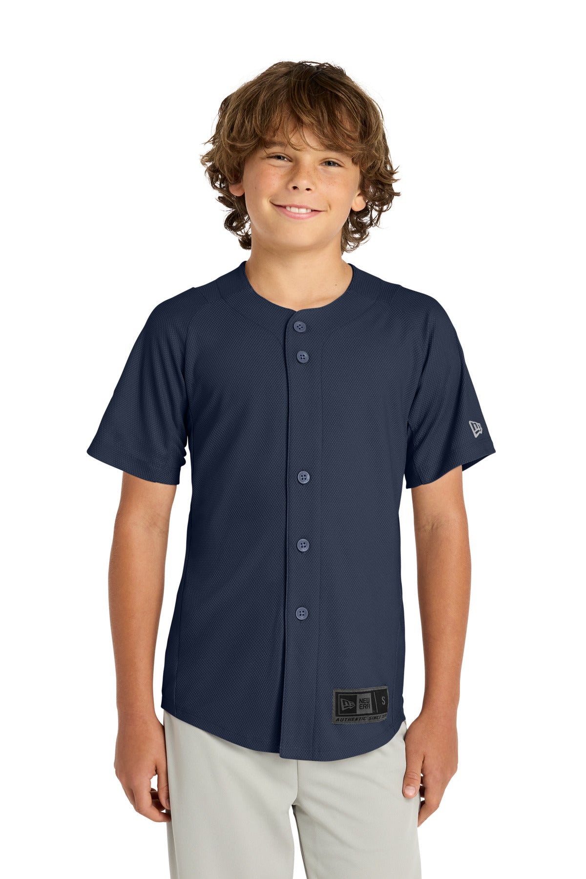 True Navy New Era Youth Diamond Era Full-Button Jersey. YNEA220