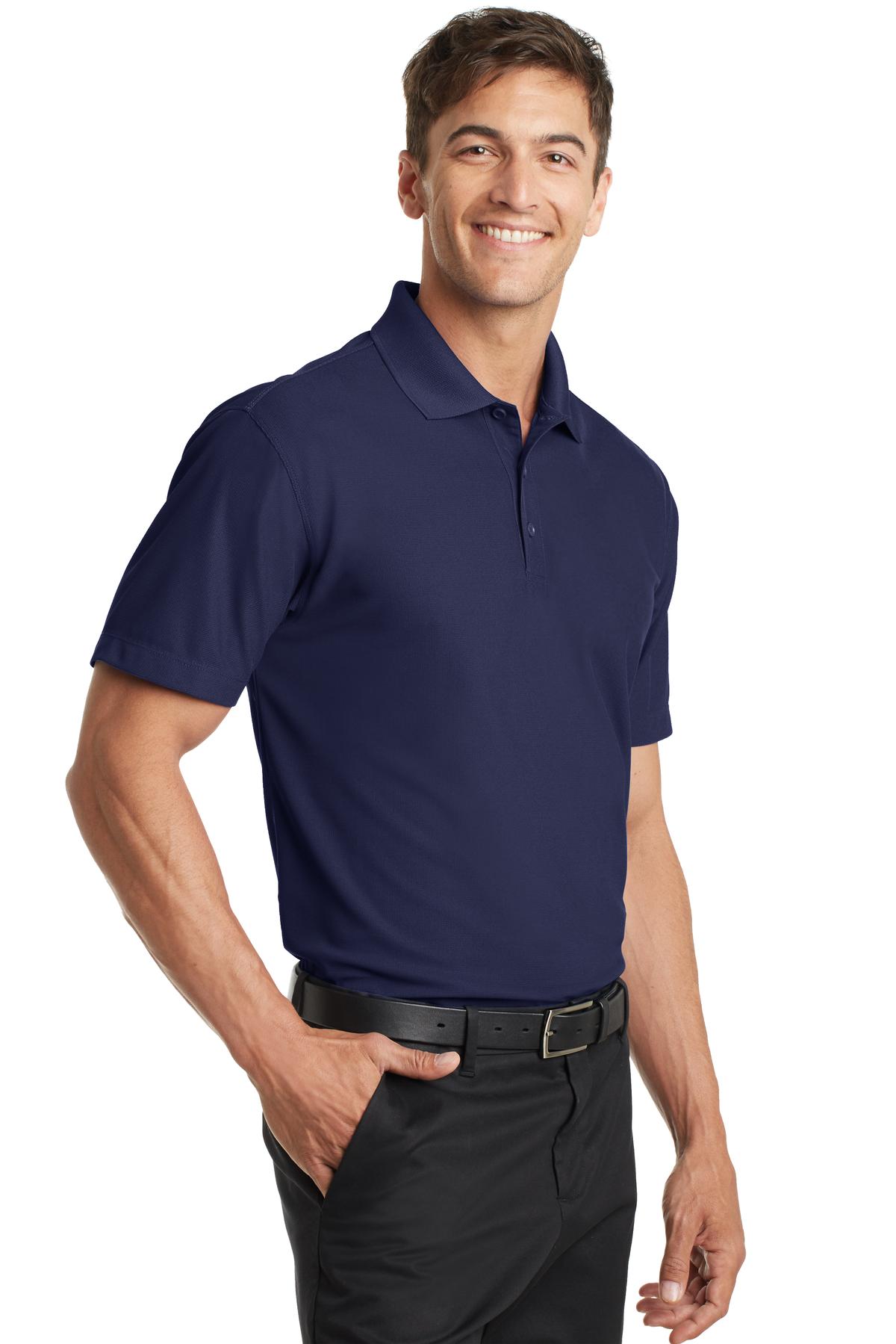 True Navy Port Authority Dry Zone Grid Polo. K572 plain