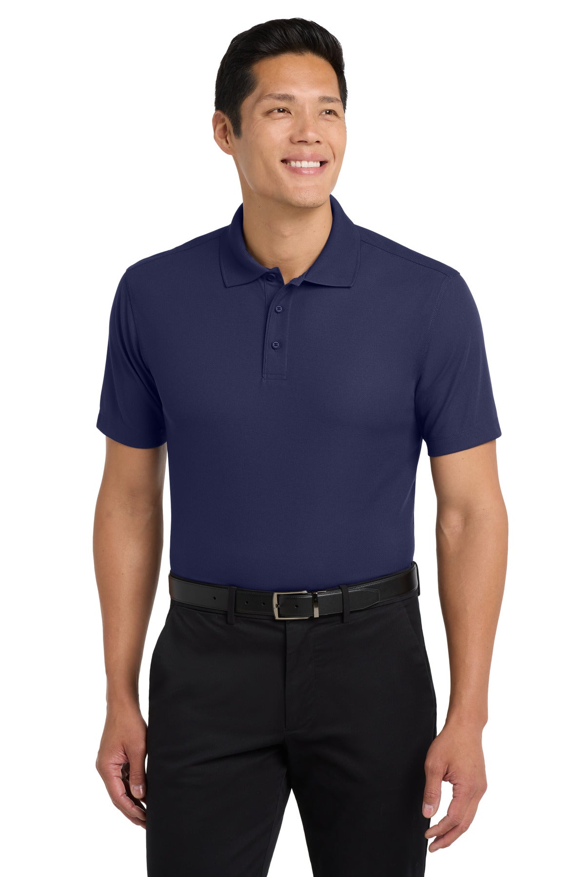 True Navy Port Authority Dry Zone Grid Polo. K572 plain