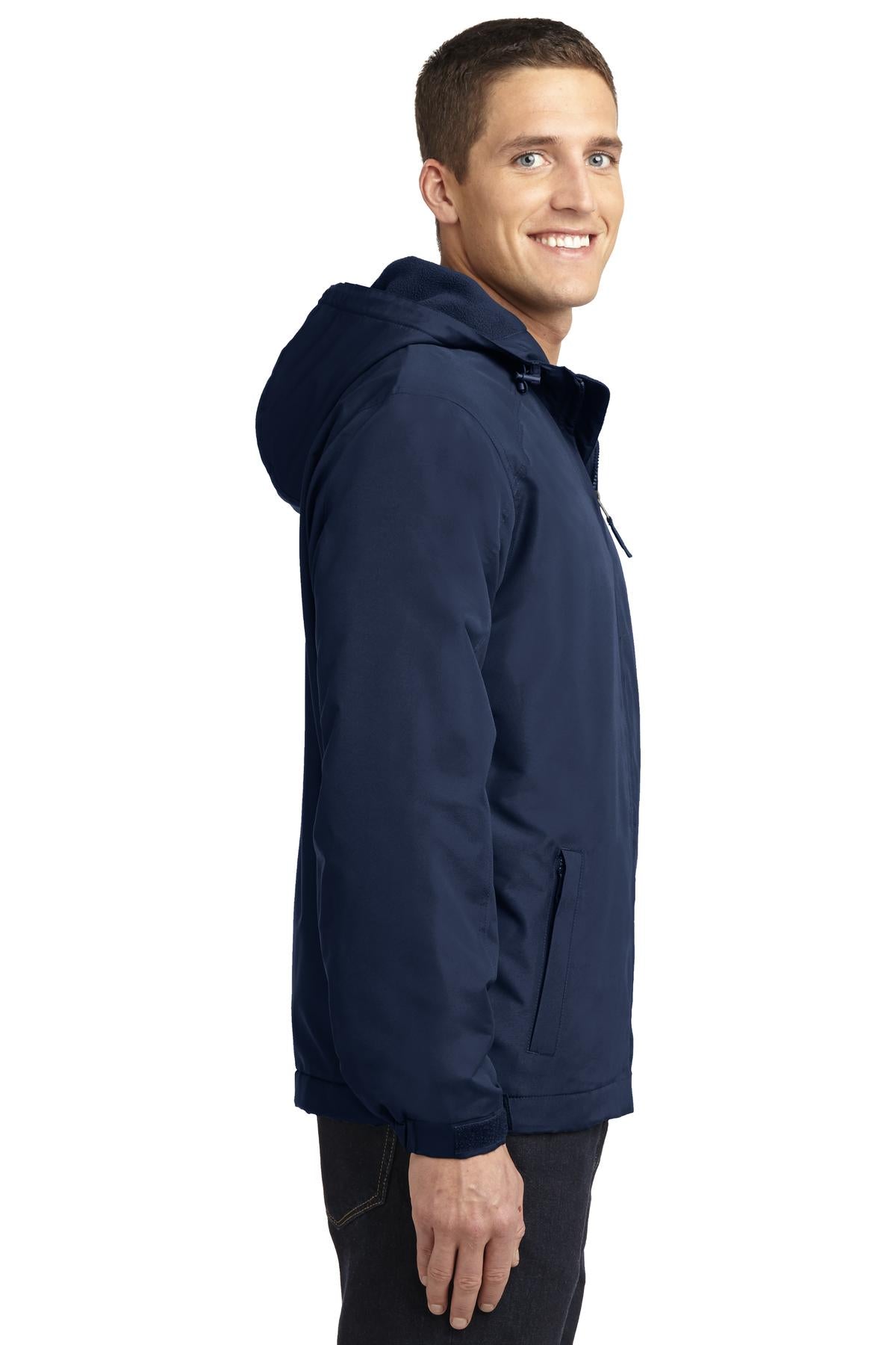 True Navy Port Authority Hooded Charger Jacket. J327 plain
