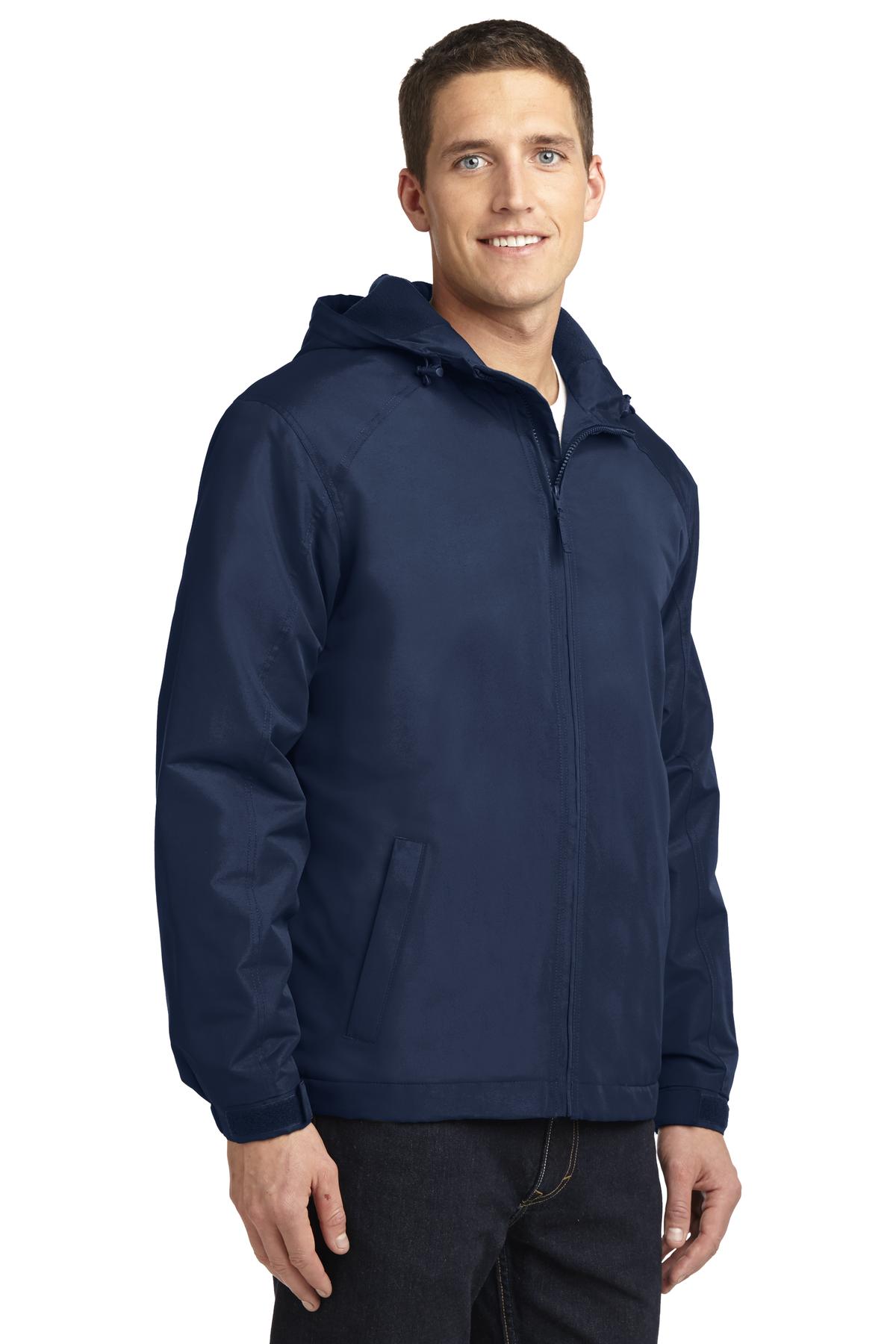 True Navy Port Authority Hooded Charger Jacket. J327 plain