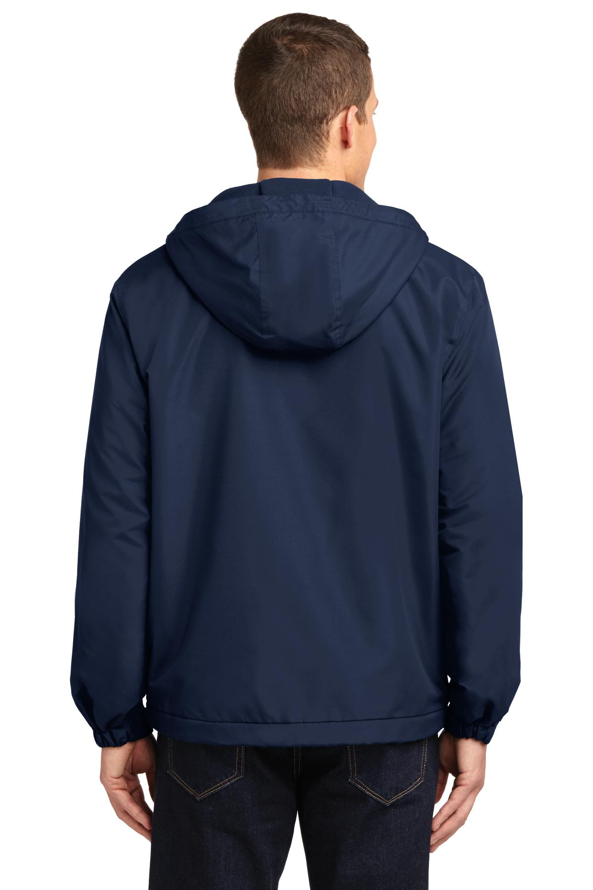 True Navy Port Authority Hooded Charger Jacket. J327 plain