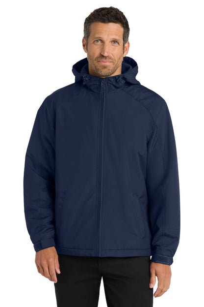 True Navy Port Authority Hooded Charger Jacket. J327 plain
