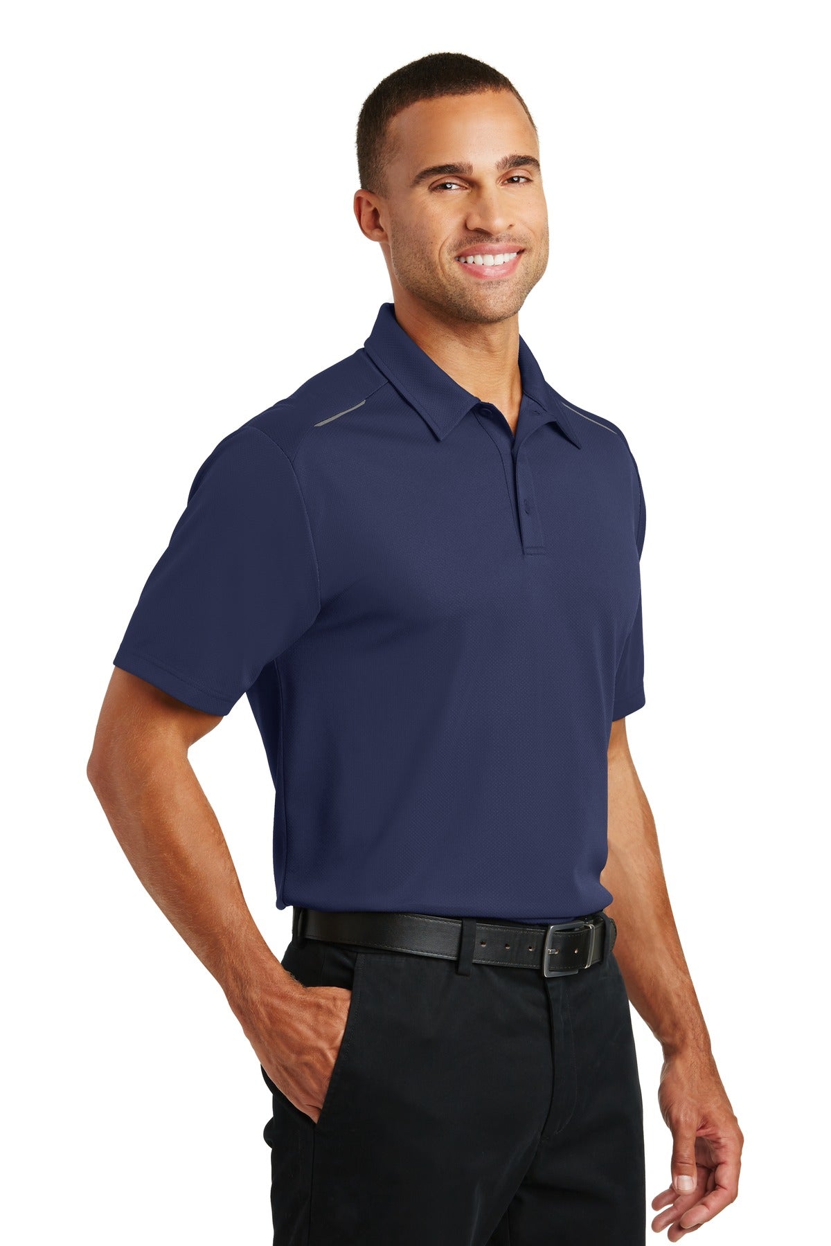 True Navy Port Authority Pinpoint Mesh Polo. K580 plain