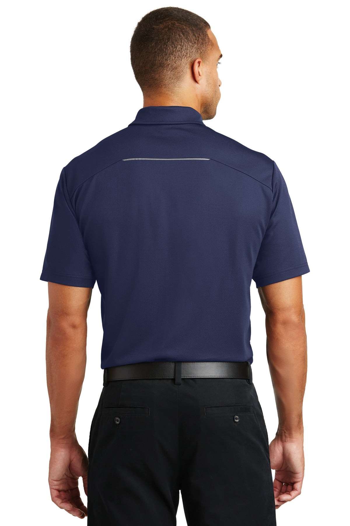 True Navy Port Authority Pinpoint Mesh Polo. K580 plain