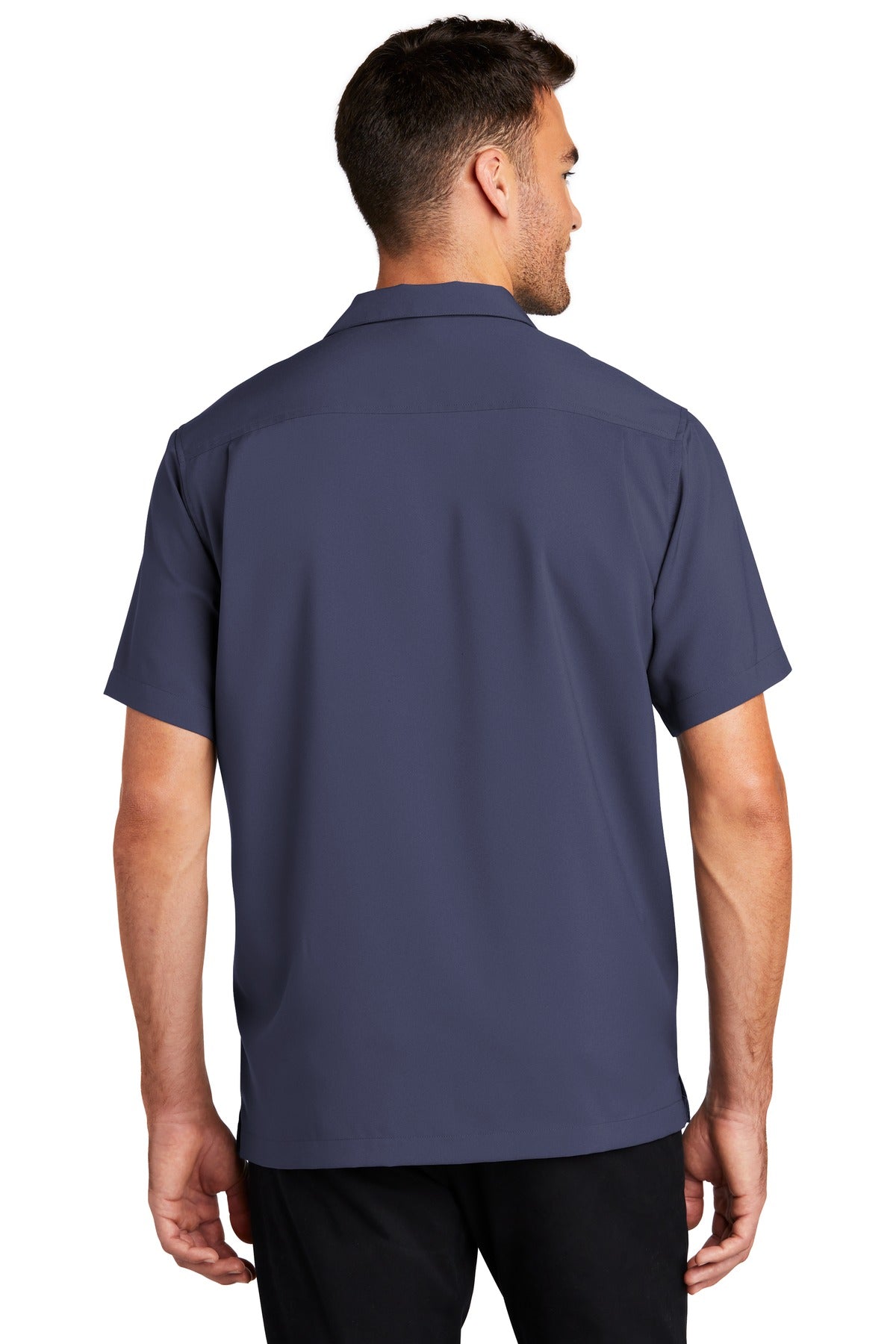 True Navy Port Authority Short Sleeve Performance Staff Shirt W400 plain