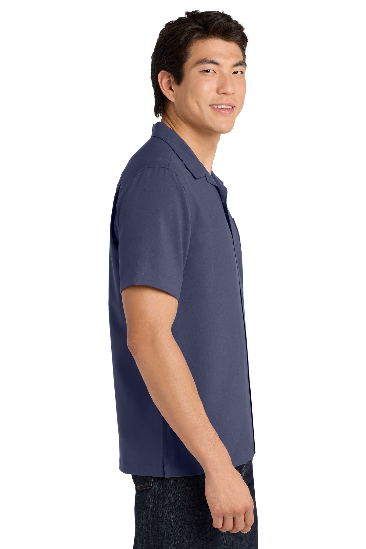 True Navy Port Authority Short Sleeve Performance Staff Shirt W400