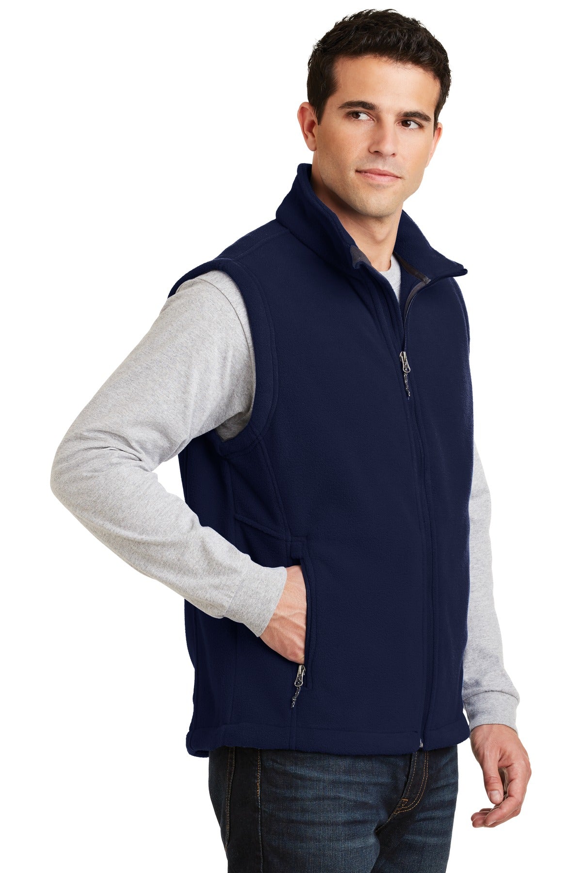 True Navy Port Authority Value Fleece Vest. F219 plain