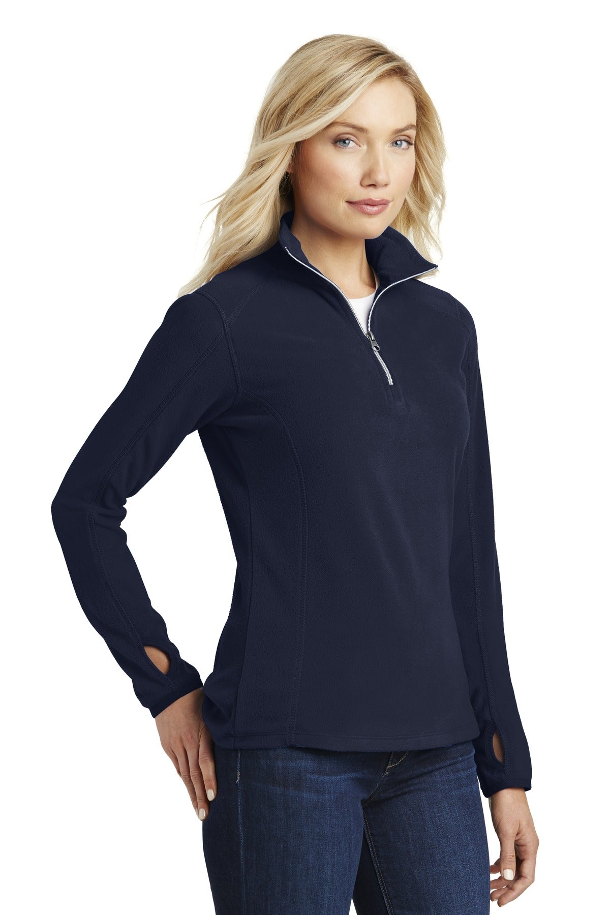 True Navy Port Authority Women's Microfleece 1/2-Zip Pullover. L224 plain