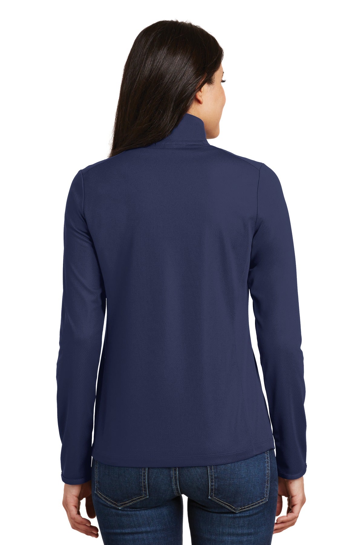 True Navy Port Authority Women's Pinpoint Mesh 1/2-Zip . L806 plain