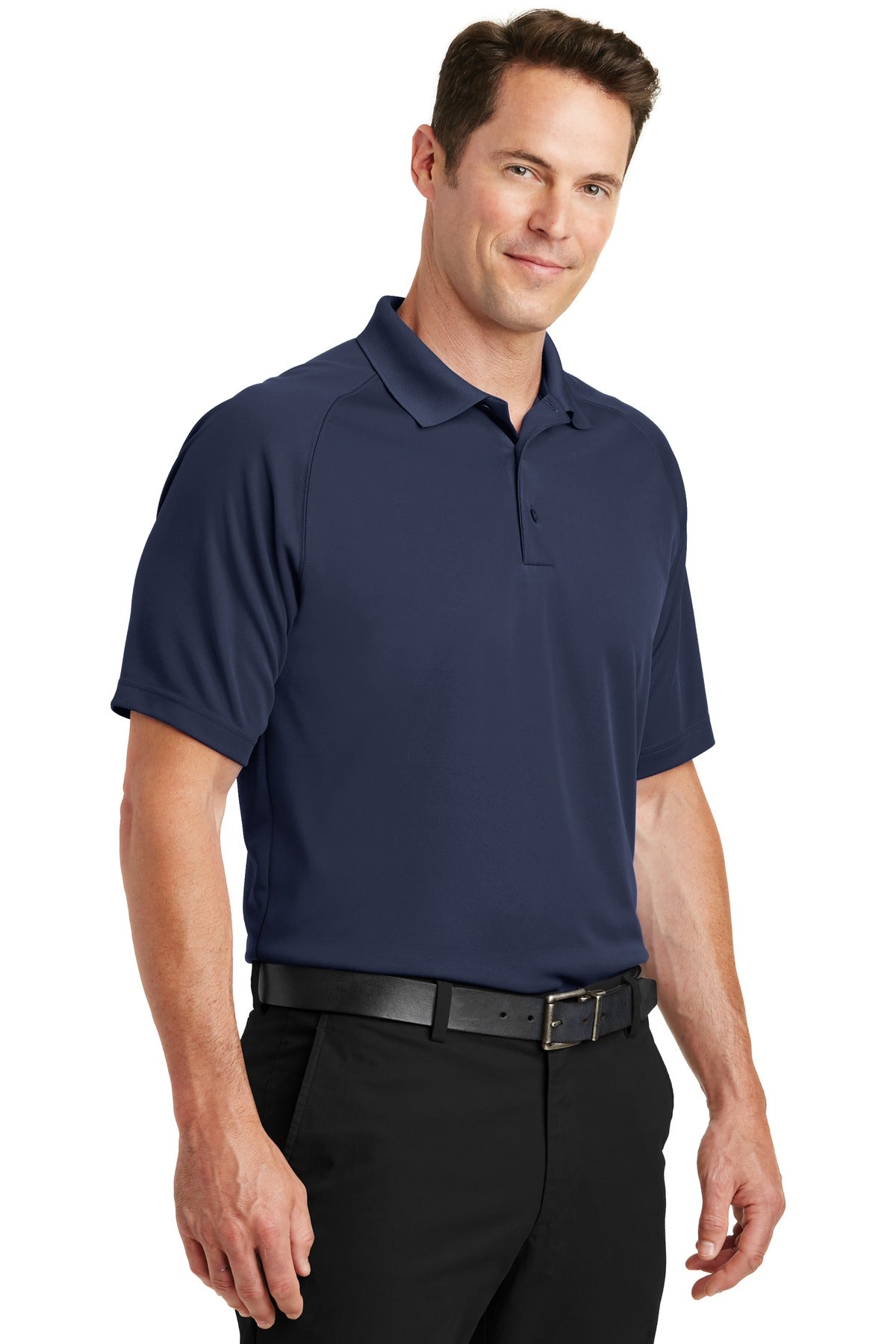 True Navy Sport-Tek Dry Zone Raglan Polo. T475 plain