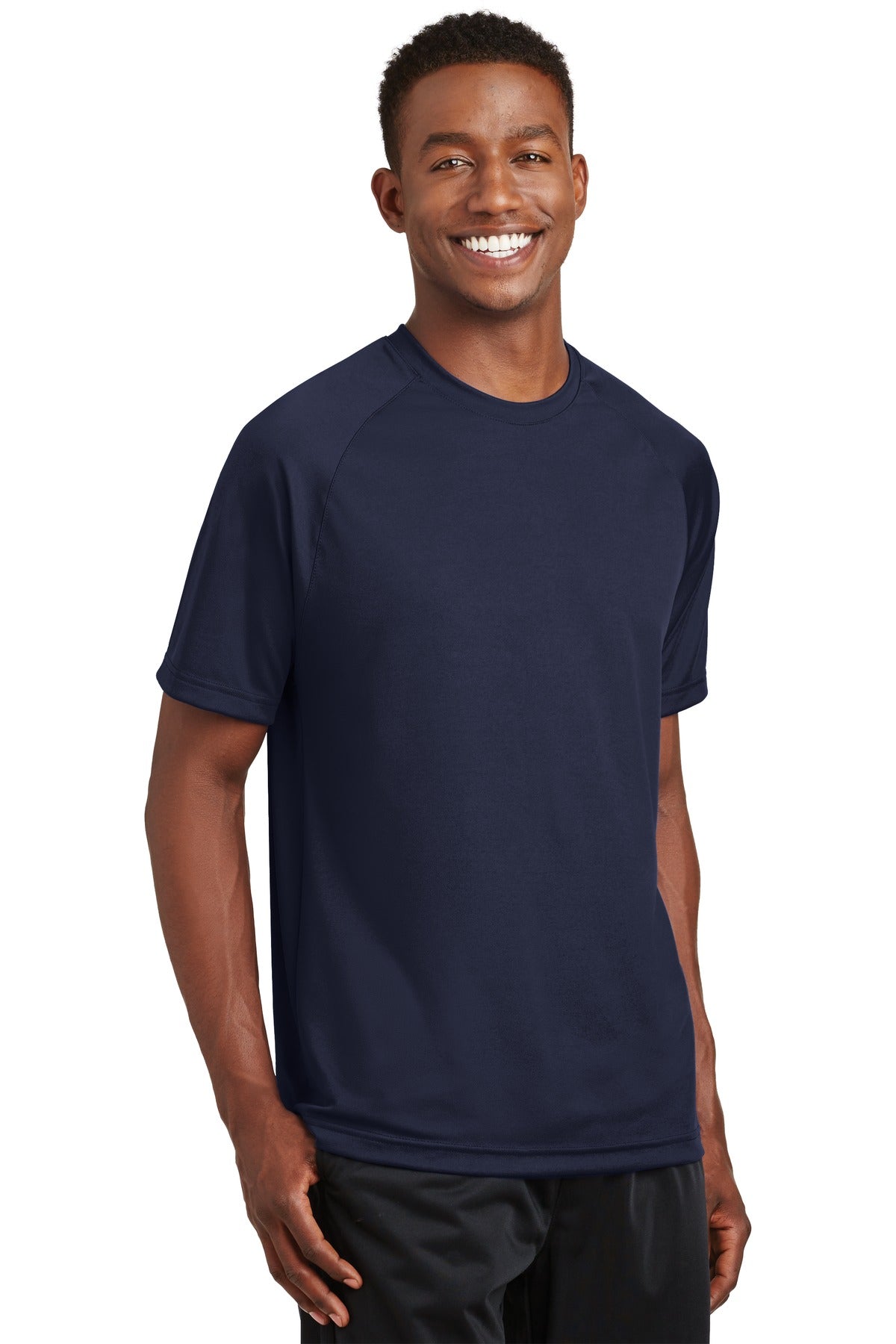 True Navy Sport-Tek Dry Zone Short Sleeve Raglan T-Shirt. T473 plain