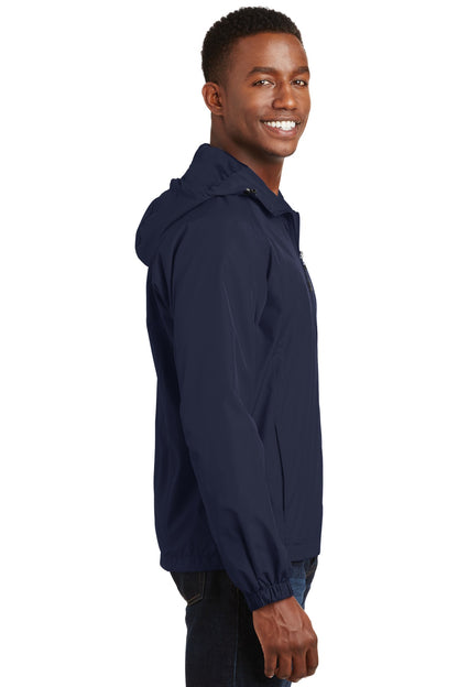 True Navy Sport-Tek Hooded Raglan Jacket. JST73 plain