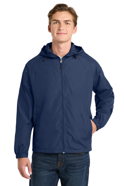 True Navy Sport-Tek Hooded Raglan Jacket. JST73 plain