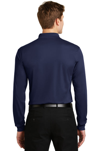 True Navy Sport-Tek Long Sleeve Micropique Sport-Wick Polo. ST657 plain