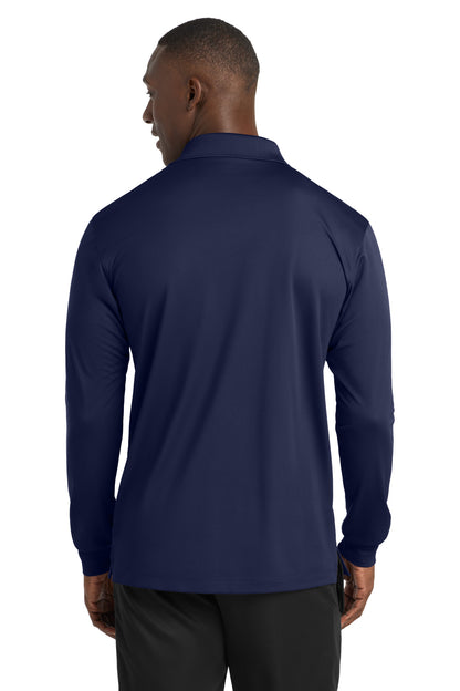 True Navy Sport-Tek Long Sleeve Micropique Sport-Wick Polo. ST657 plain