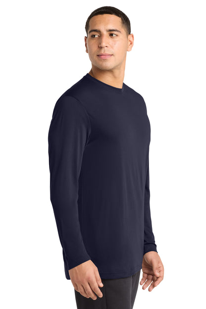 True Navy Sport-Tek Long Sleeve PosiCharge Competitor Cotton Touch Tee. ST450LS plain