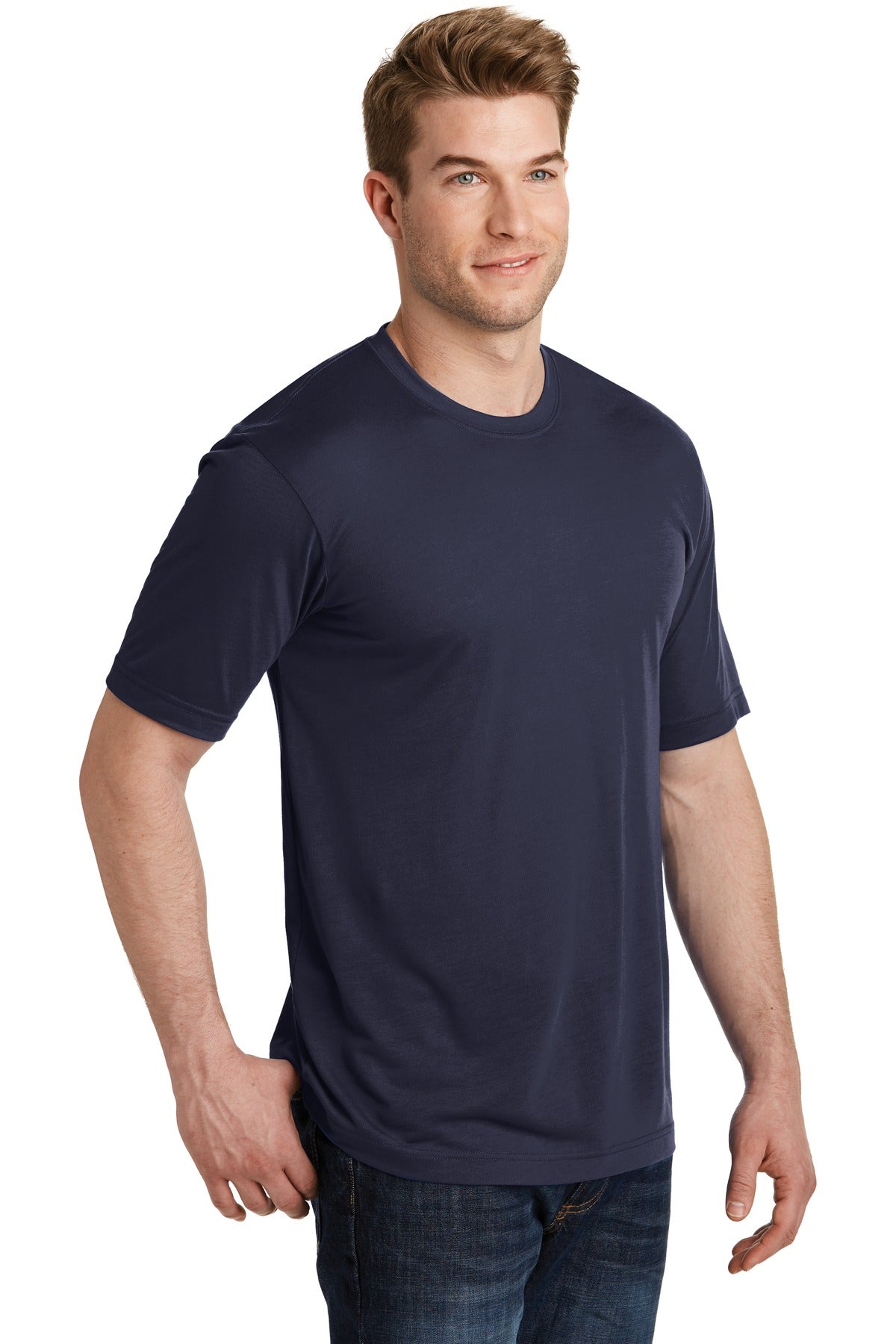 True Navy Sport-Tek PosiCharge Competitor Cotton Touch Tee. ST450 plain