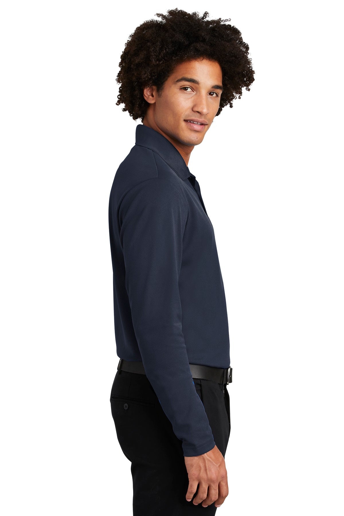 True Navy Sport-Tek PosiCharge RacerMesh Long Sleeve Polo. ST640LS plain