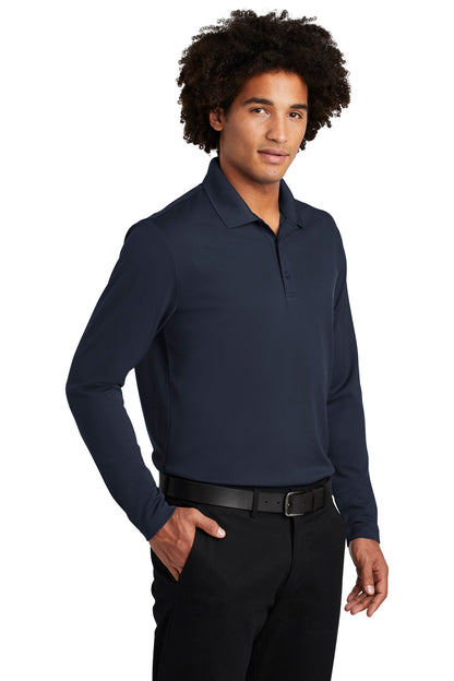 True Navy Sport-Tek PosiCharge RacerMesh Long Sleeve Polo. ST640LS plain