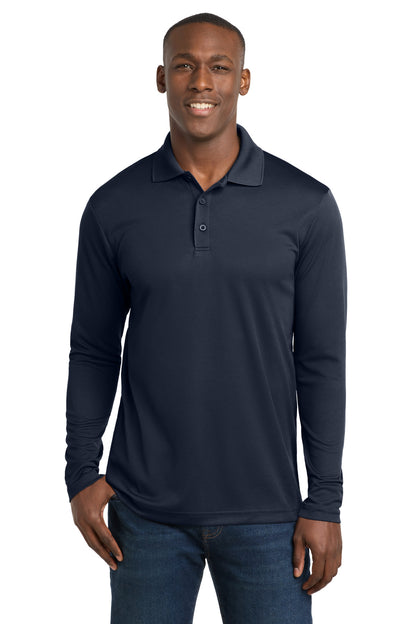 True Navy Sport-Tek PosiCharge RacerMesh Long Sleeve Polo. ST640LS plain
