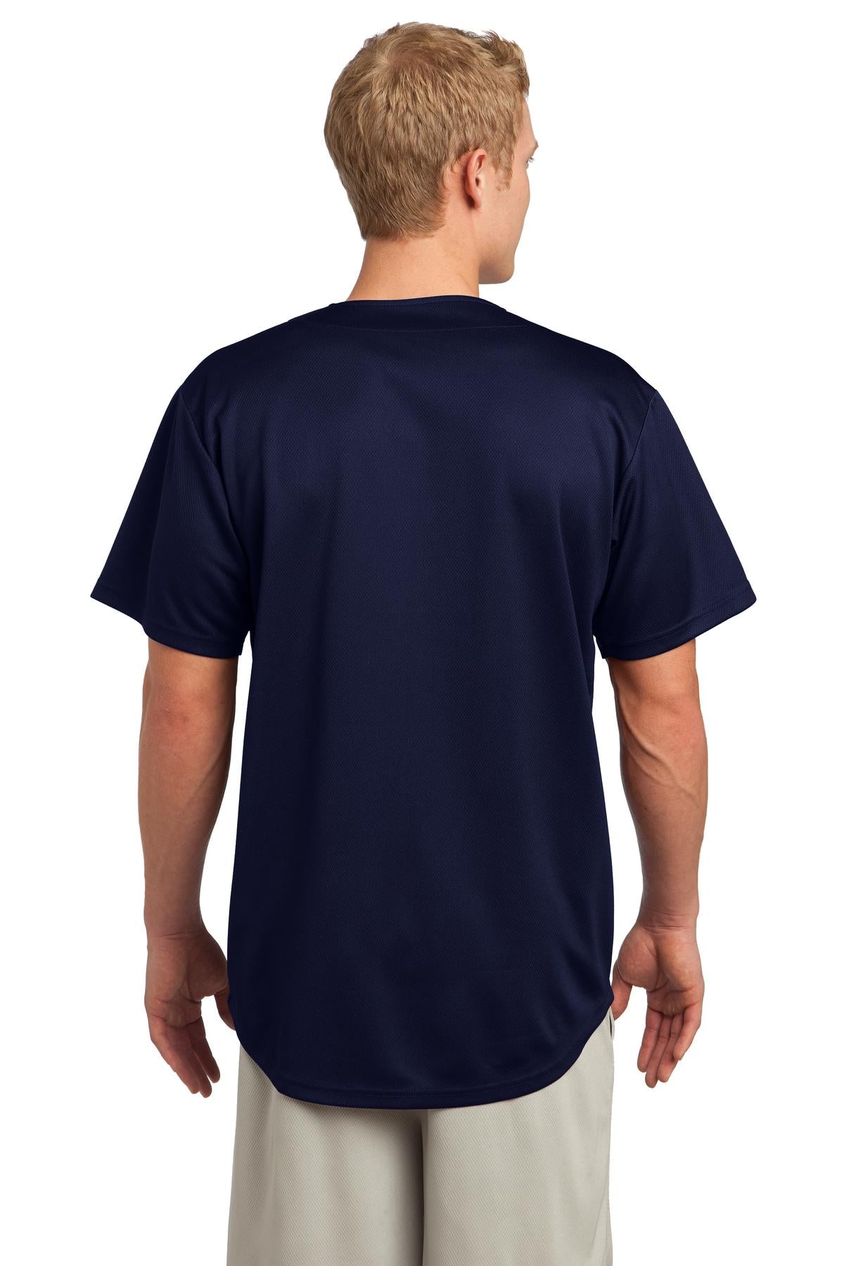 True Navy Sport-Tek PosiCharge Tough Mesh Full-Button Jersey. ST220 plain