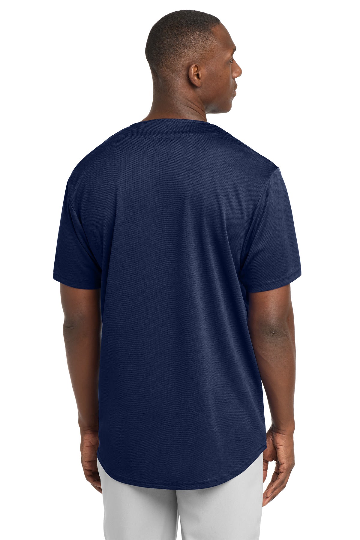 True Navy Sport-Tek PosiCharge Tough Mesh Full-Button Jersey. ST220 plain