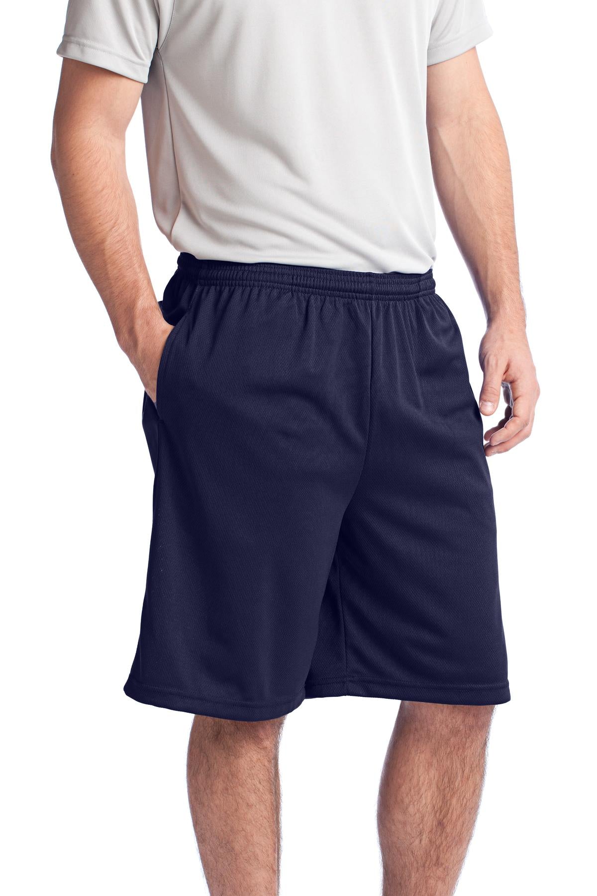 True Navy Sport-Tek PosiCharge Tough Mesh Pocket Short. ST312 plain