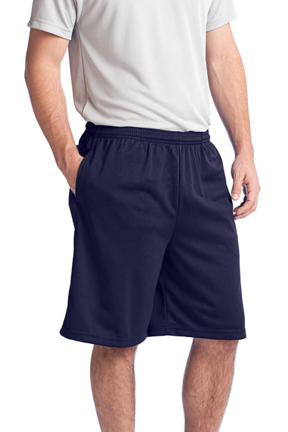 True Navy Sport-Tek PosiCharge Tough Mesh Pocket Short. ST312 plain