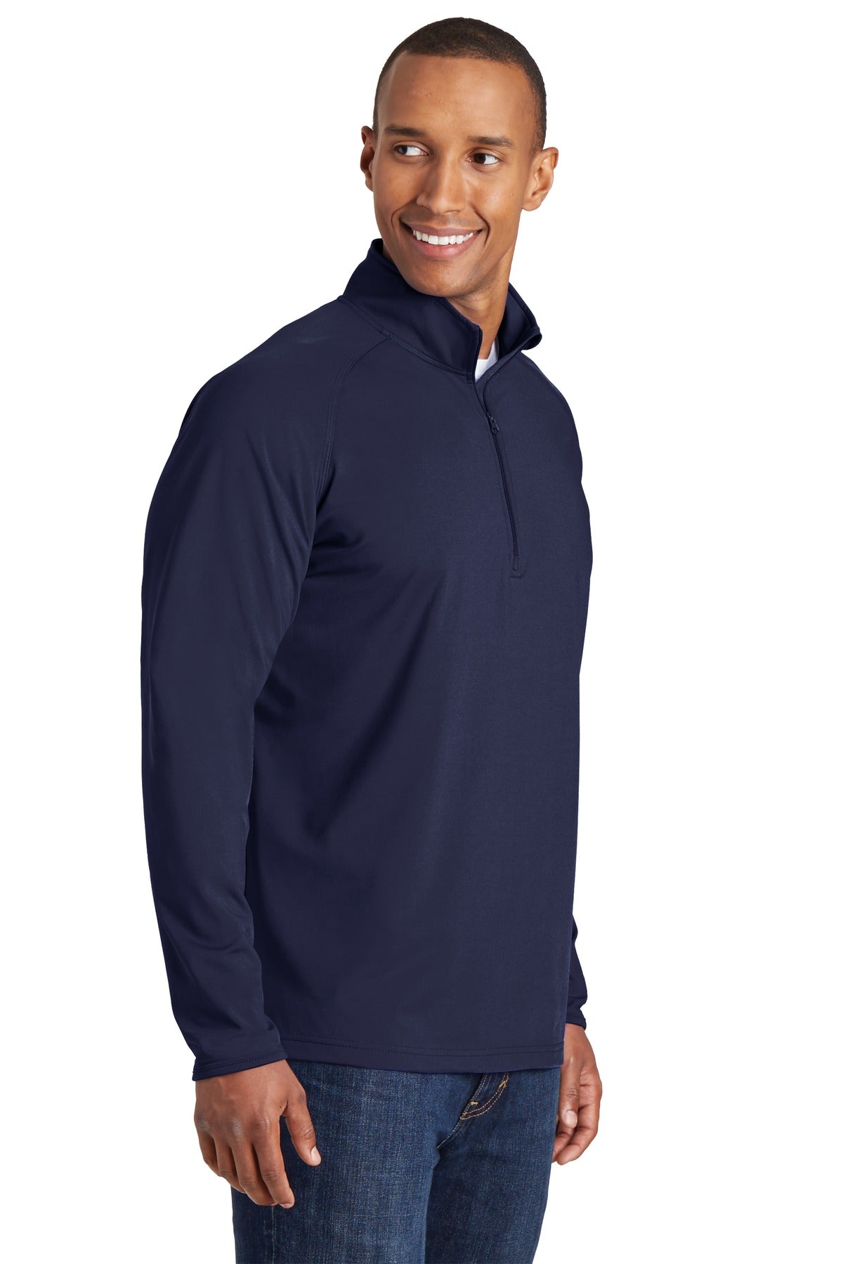 True Navy Sport-Tek Sport-Wick Stretch 1/4-Zip Pullover. ST850 plain