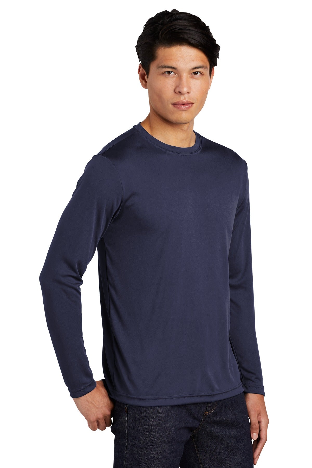 True Navy Sport-Tek Tall Long Sleeve PosiCharge Competitor Tee. TST350LS plain