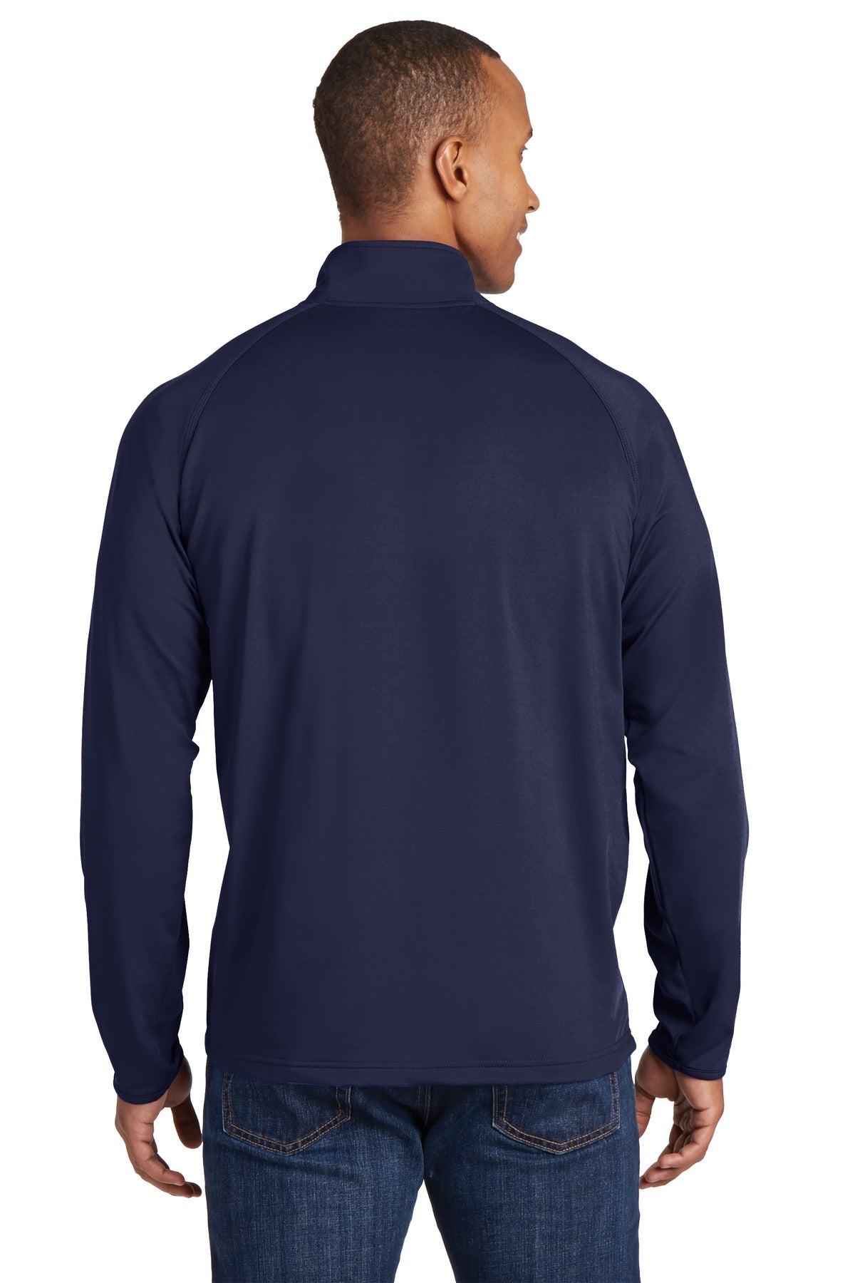 True Navy Sport-Tek Tall Sport-Wick Stretch 1/4-Zip Pullover. TST850 plain