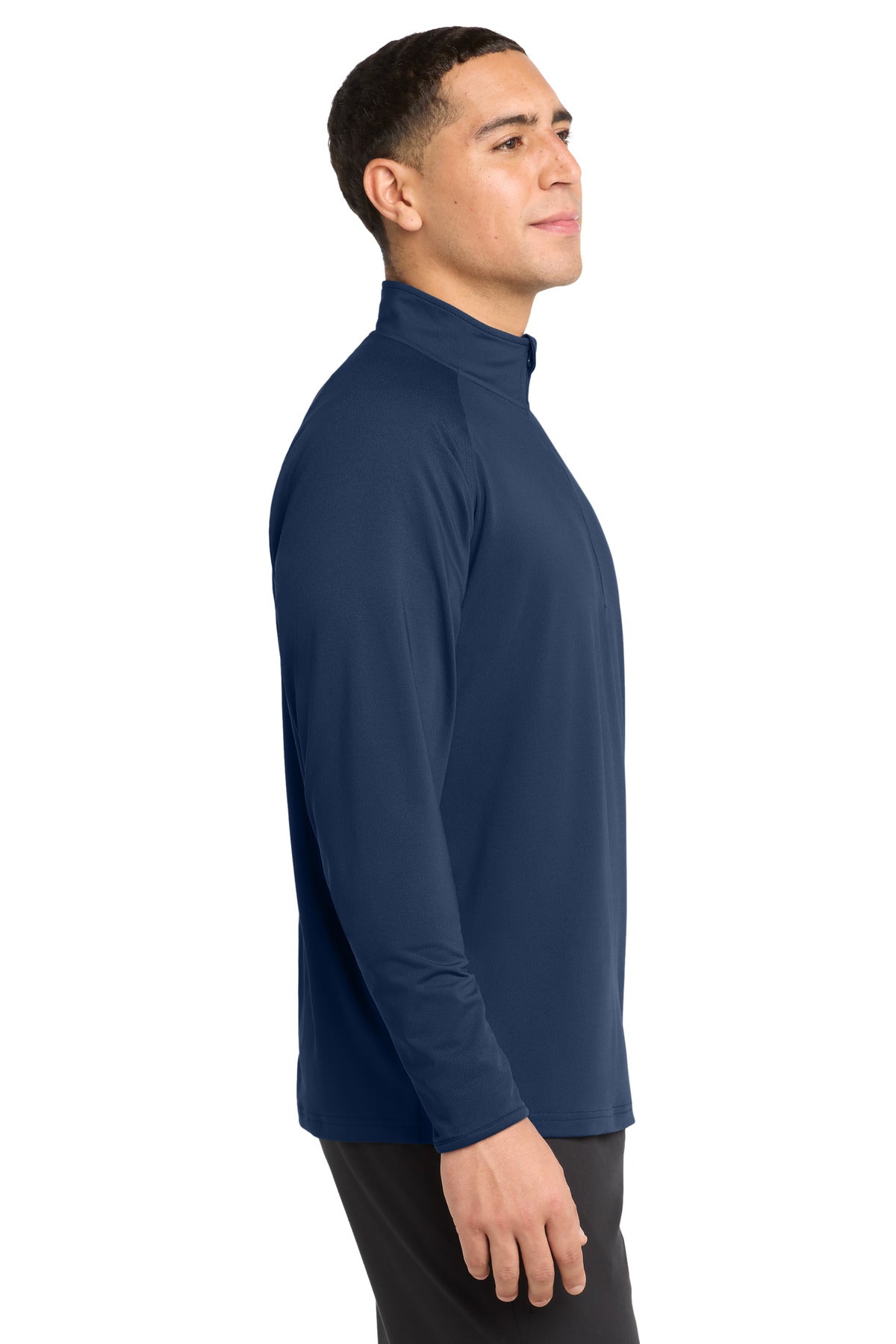 True Navy Sport-Tek Tall Sport-Wick Stretch 1/4-Zip Pullover. TST850 plain