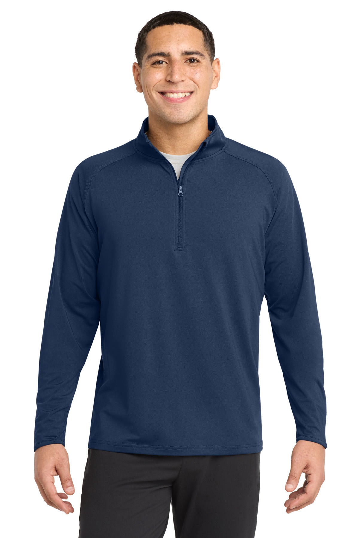 True Navy Sport-Tek Tall Sport-Wick Stretch 1/4-Zip Pullover. TST850 plain