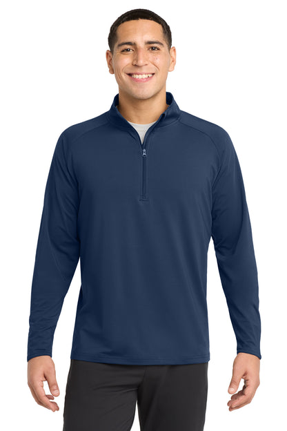True Navy Sport-Tek Tall Sport-Wick Stretch 1/4-Zip Pullover. TST850 plain