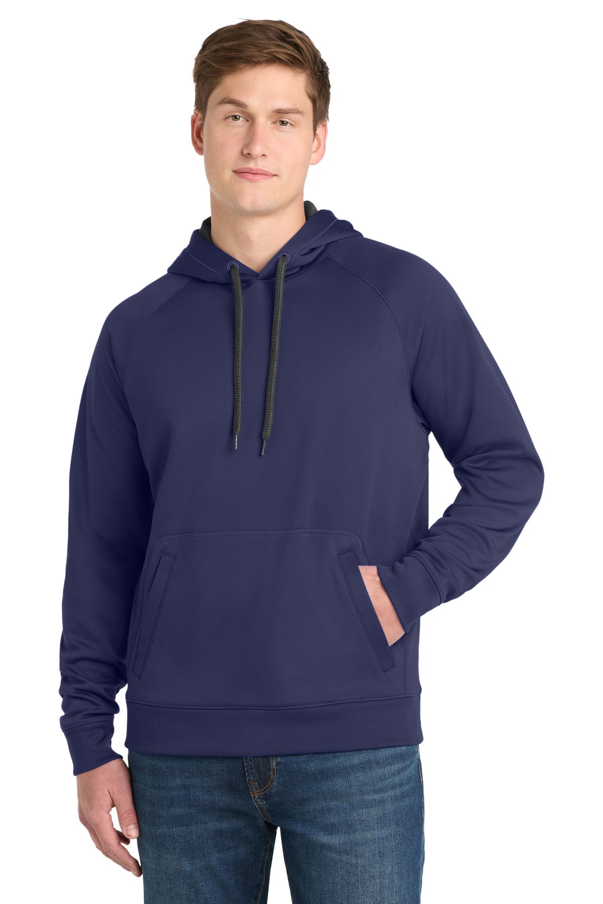 True Navy Sport-Tek Tech Fleece Hooded Sweatshirt. ST250 plain