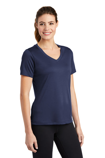 True Navy Sport-Tek Women's PosiCharge Competitor V-Neck Tee. LST353 plain