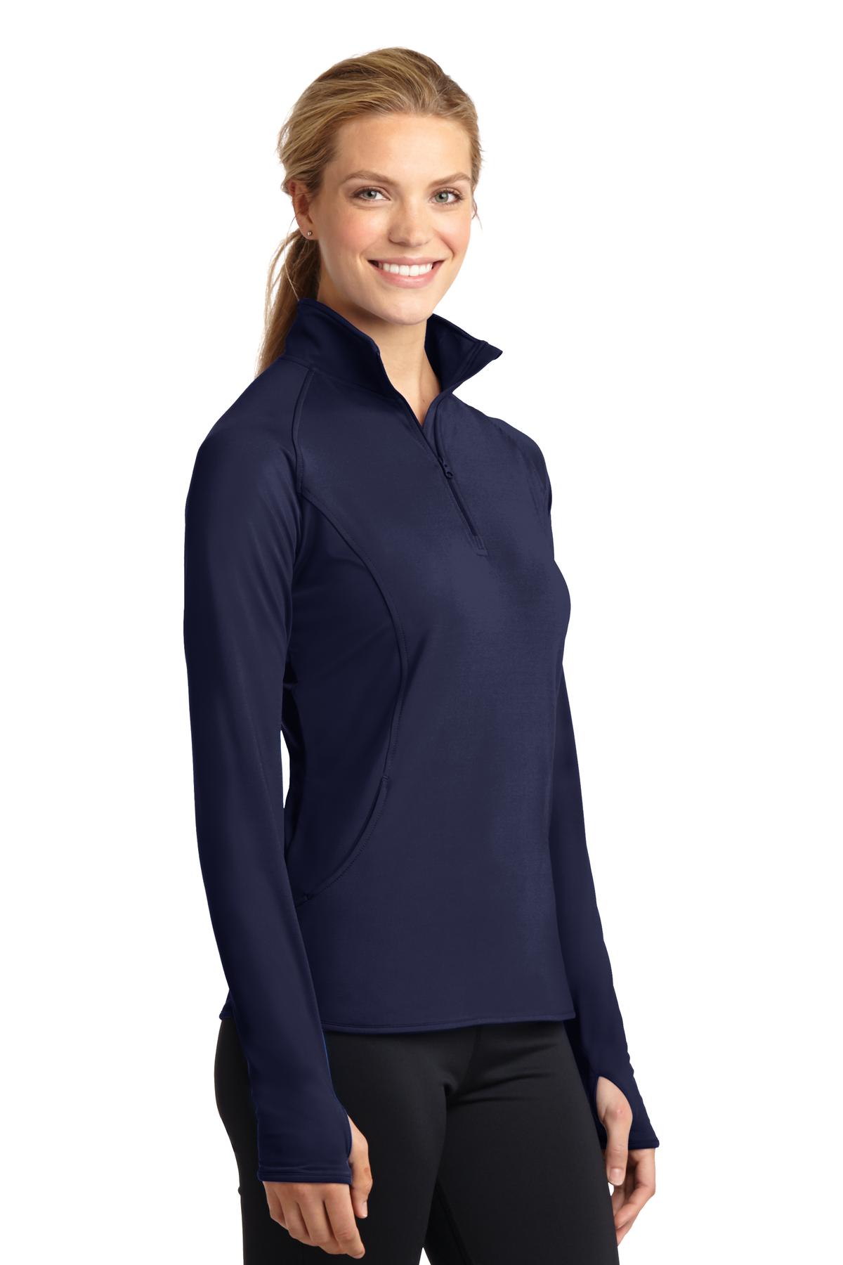 True Navy Sport-Tek Women's Sport-Wick Stretch 1/4-Zip Pullover. LST850 plain