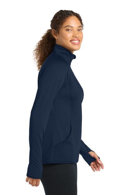 True Navy Sport-Tek Women's Sport-Wick Stretch 1/4-Zip Pullover. LST850 plain