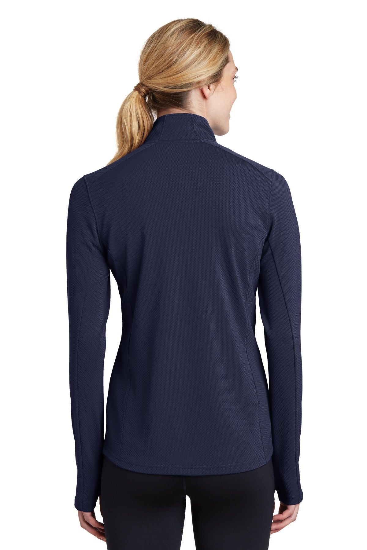 True Navy Sport-Tek Women's Sport-Wick Textured 1/4-Zip Pullover. LST860 plain