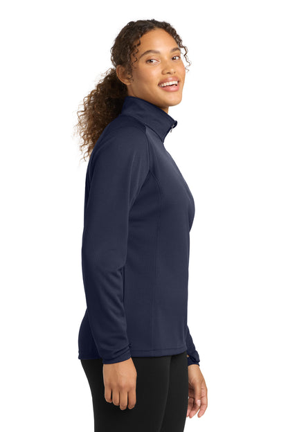 True Navy Sport-Tek Women's Sport-Wick Textured 1/4-Zip Pullover. LST860 plain